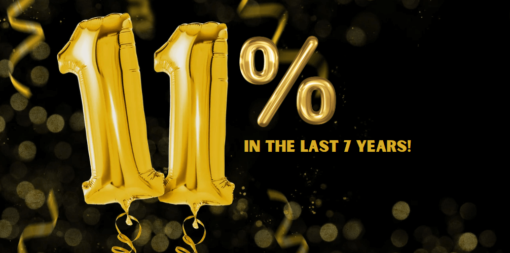Stocks are up 11% per year over the last 7 years (not a typo)!